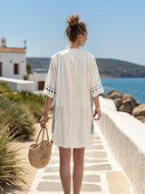 Women's Embroidered V-Neck Tunic Dress