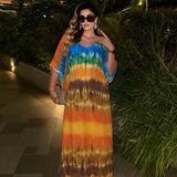Women's Tie Dye V-Neck Maxi Dress