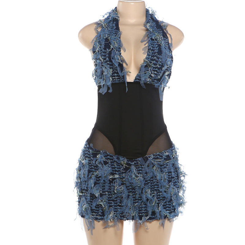 Women's Denim Corset Mini Dress