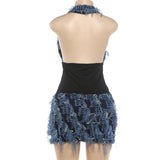 Women's Denim Corset Mini Dress