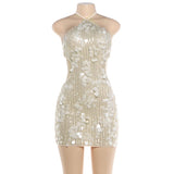 Women's Sequin Halter Mini Dress
