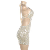 Women's Sequin Halter Mini Dress