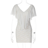 Women's Ruffle Lace Mini Dress
