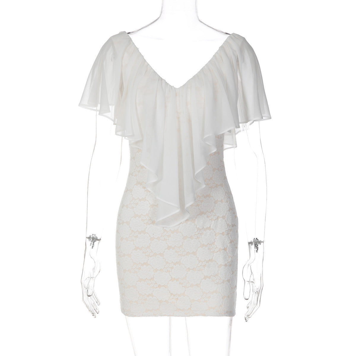 Women's Ruffle Lace Mini Dress