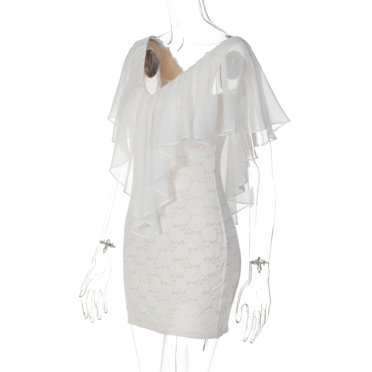 Women's Ruffle Lace Mini Dress