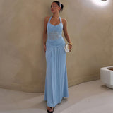 Women's Lace Ruched Maxi Dress