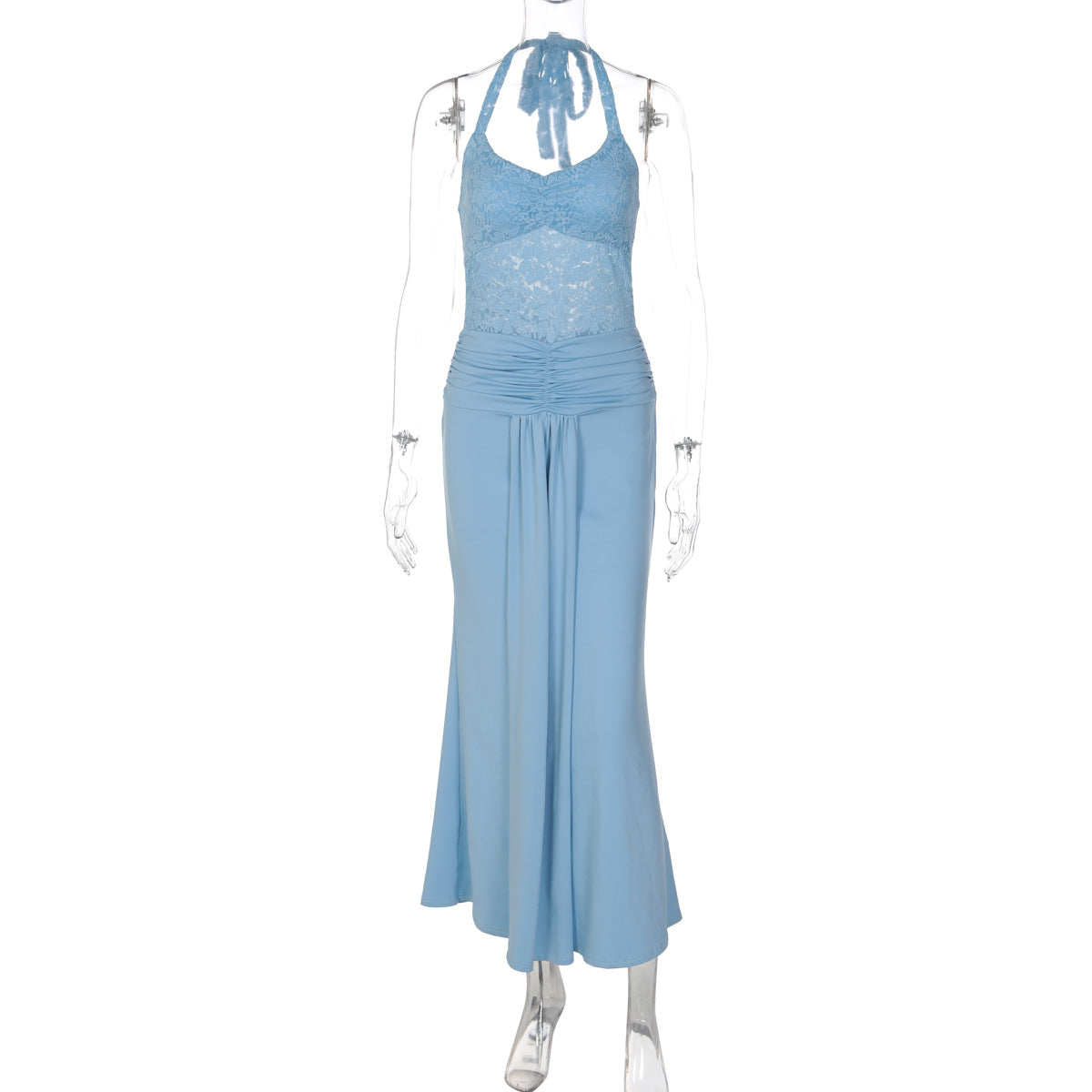 Women's Lace Ruched Maxi Dress