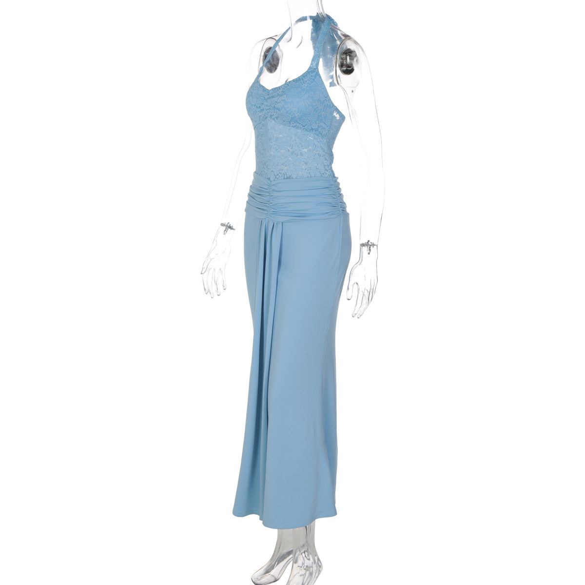 Women's Lace Ruched Maxi Dress