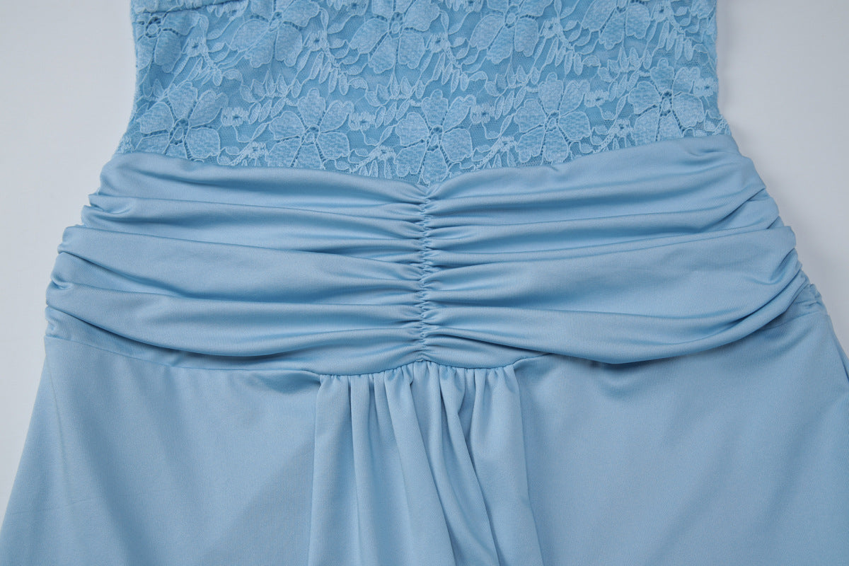 Women's Lace Ruched Maxi Dress