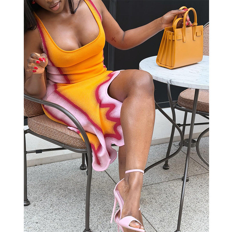 Women's Color Block Bodycon Mini Dress