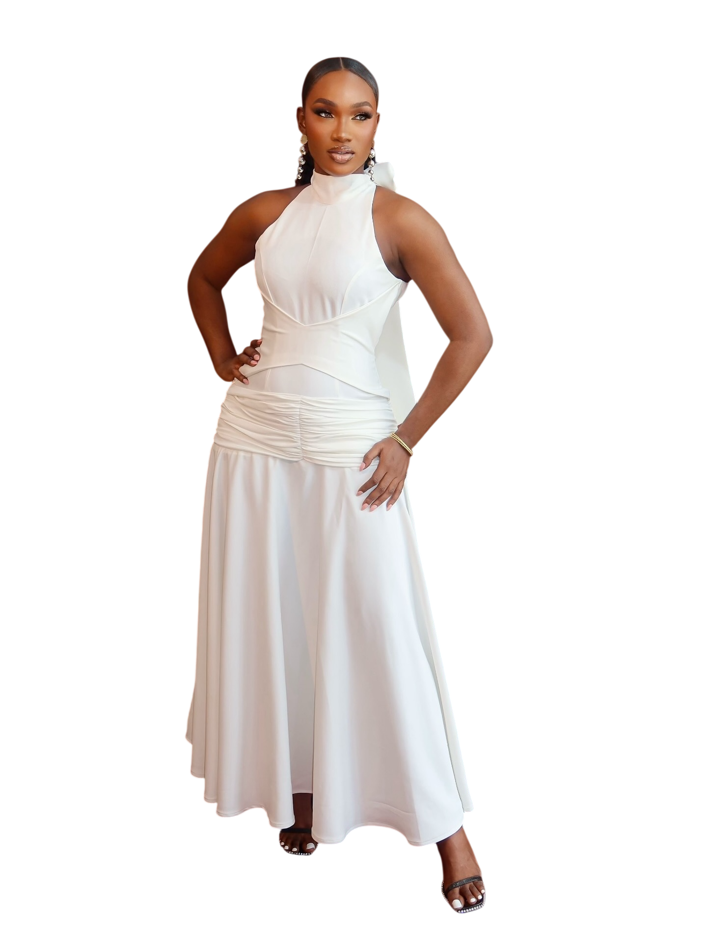 Women's Ruched Layered Maxi Dress