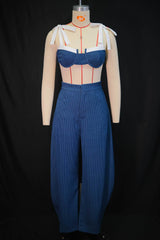 Women's Bow Tie Crop Top Wide Leg Pants Set