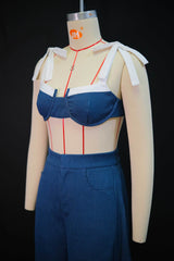 Women's Bow Tie Crop Top Wide Leg Pants Set