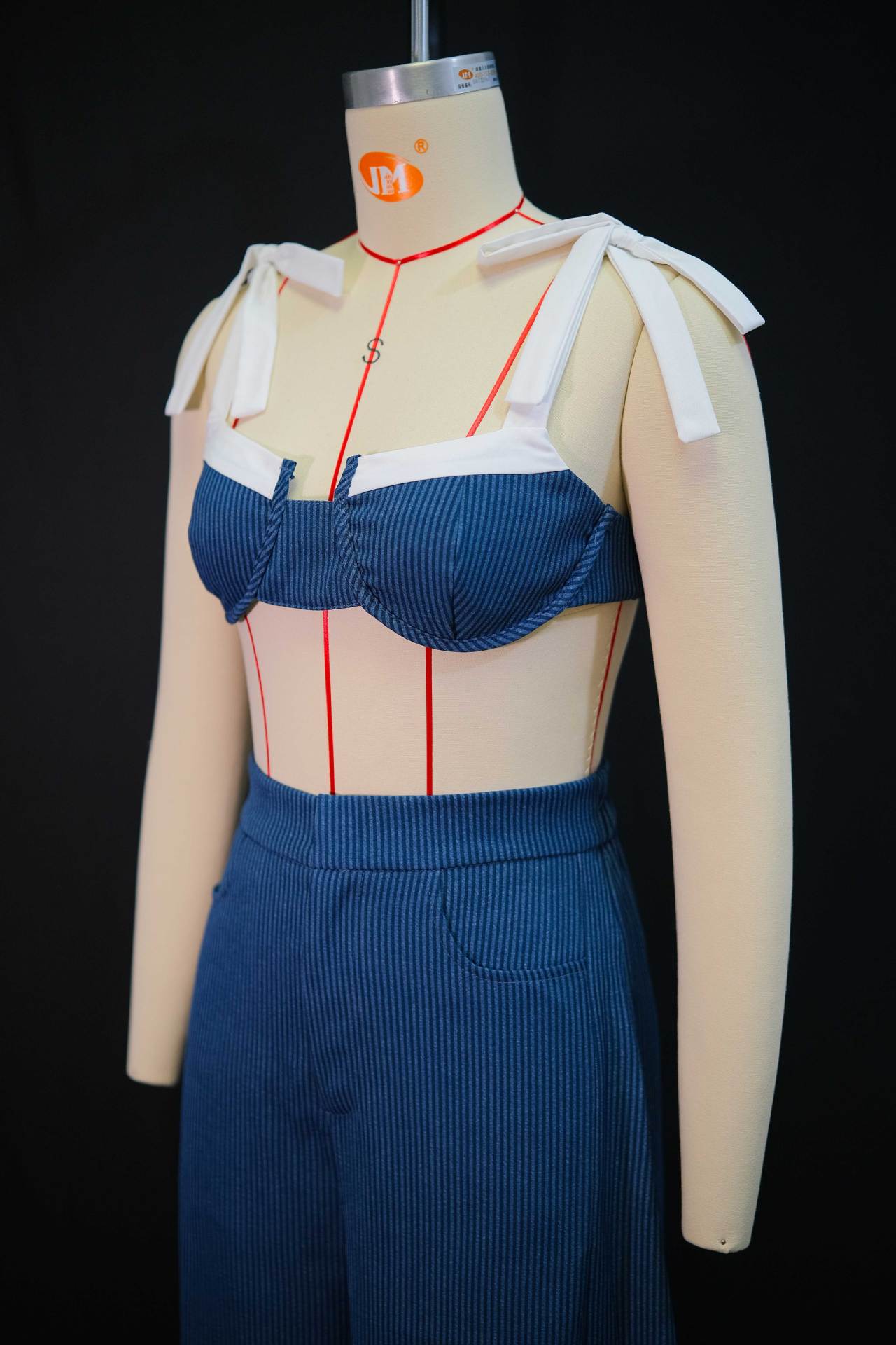 Women's Bow Tie Crop Top Wide Leg Pants Set