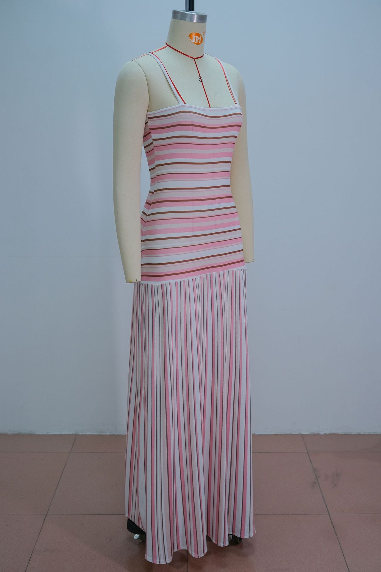 Women's Striped Spaghetti Strap Maxi Dress