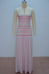 Women's Striped Spaghetti Strap Maxi Dress