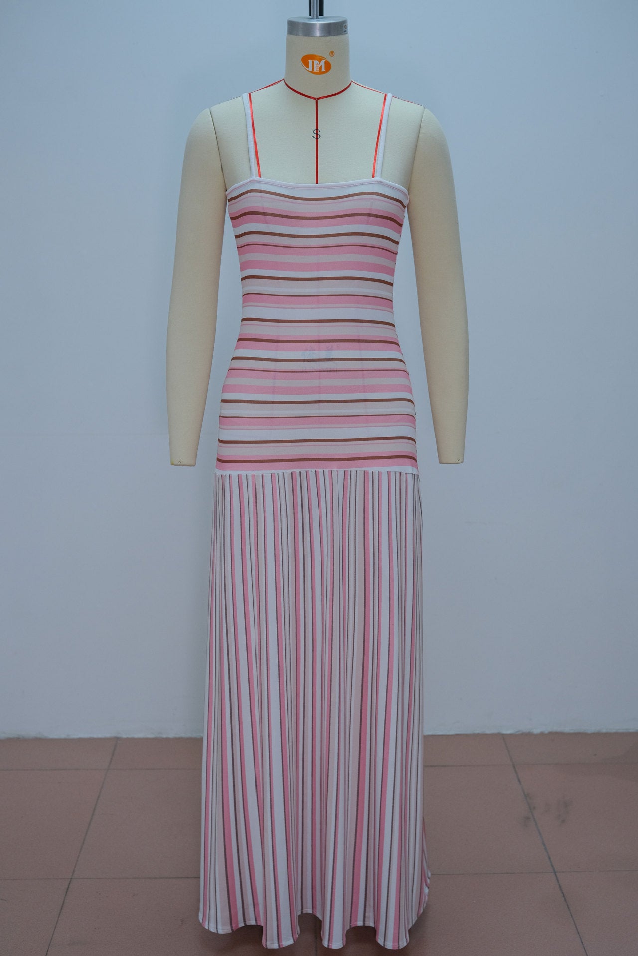 Women's Striped Spaghetti Strap Maxi Dress
