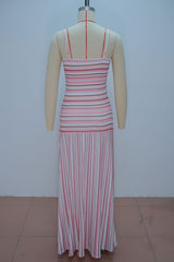 Women's Striped Spaghetti Strap Maxi Dress