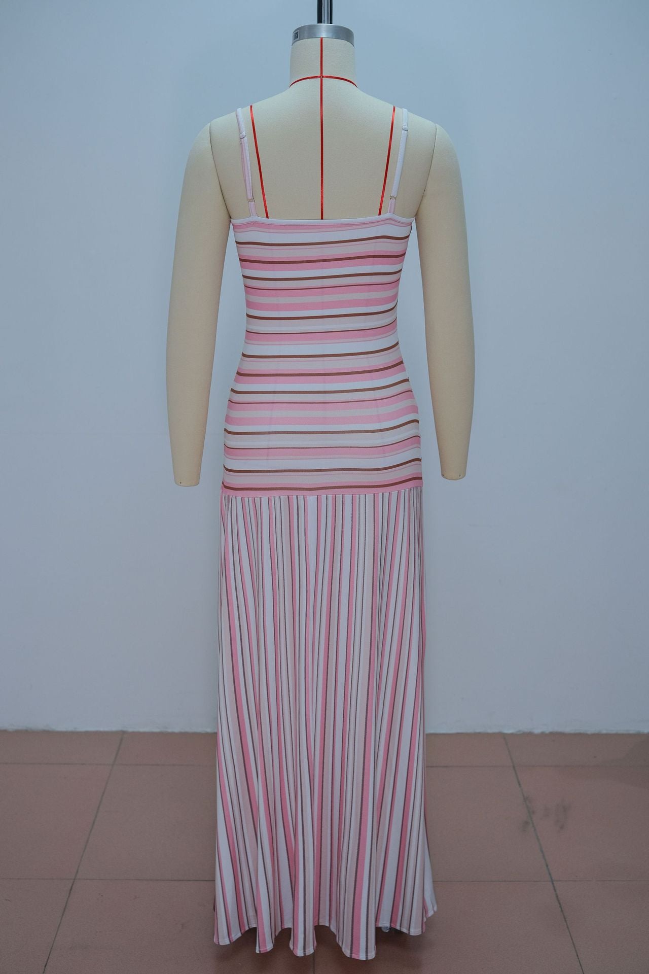 Women's Striped Spaghetti Strap Maxi Dress