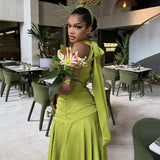 Women's Ruched Halter Neck Maxi Dress