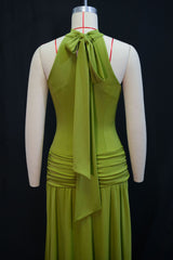 Women's Ruched Halter Neck Maxi Dress