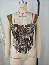 Women’s Floral Lace Trim Corset Top
