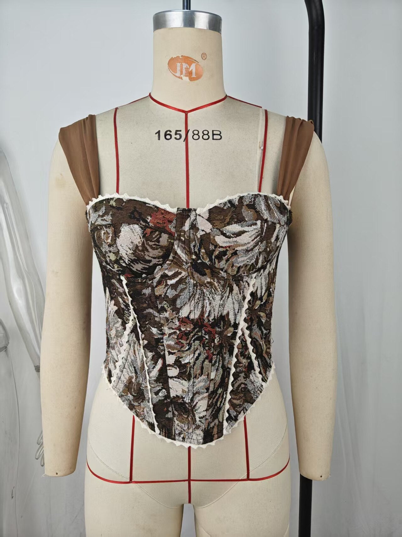 Women’s Floral Lace Trim Corset Top