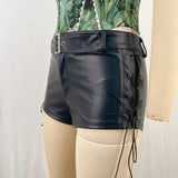 Women’s Faux Leather Lace-Up Shorts
