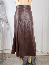 Women’s Polyester-Spandex Midi Skirt with Slit