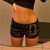 Women’s Polyester Spandex Belted Shorts