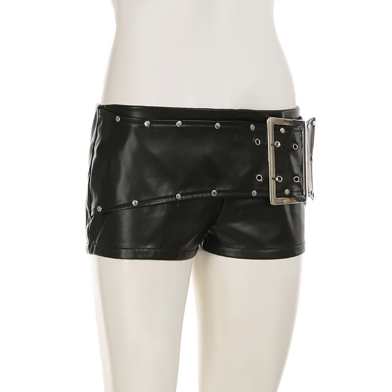 Women’s Polyester Spandex Belted Shorts