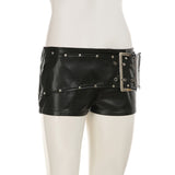 Women’s Polyester Spandex Belted Shorts