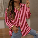 Women’s Striped Button-Up Heart Detail Top