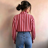 Women’s Striped Button-Up Heart Detail Top