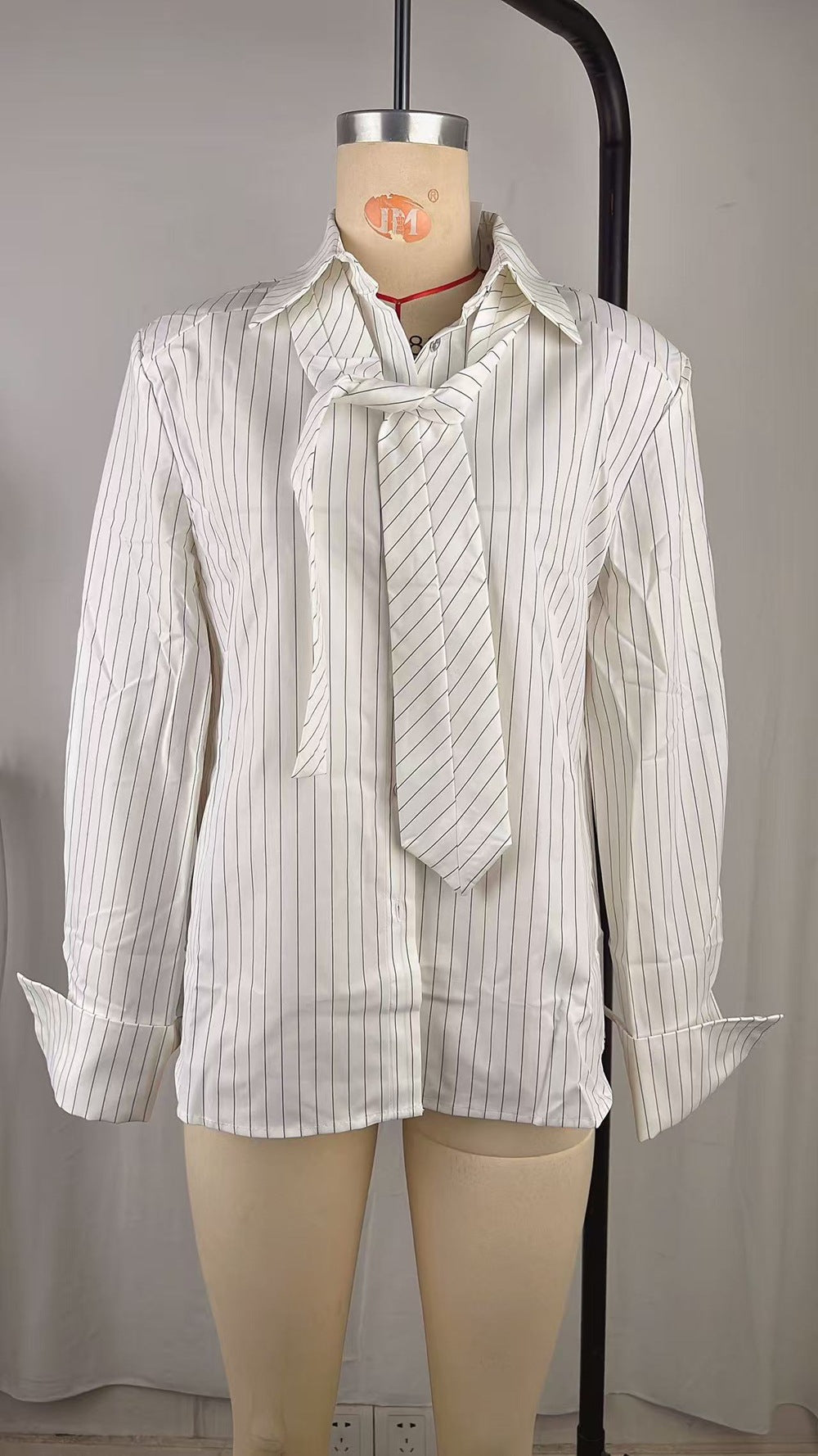 Women’s Pinstripe Button-Up Long Sleeve Top