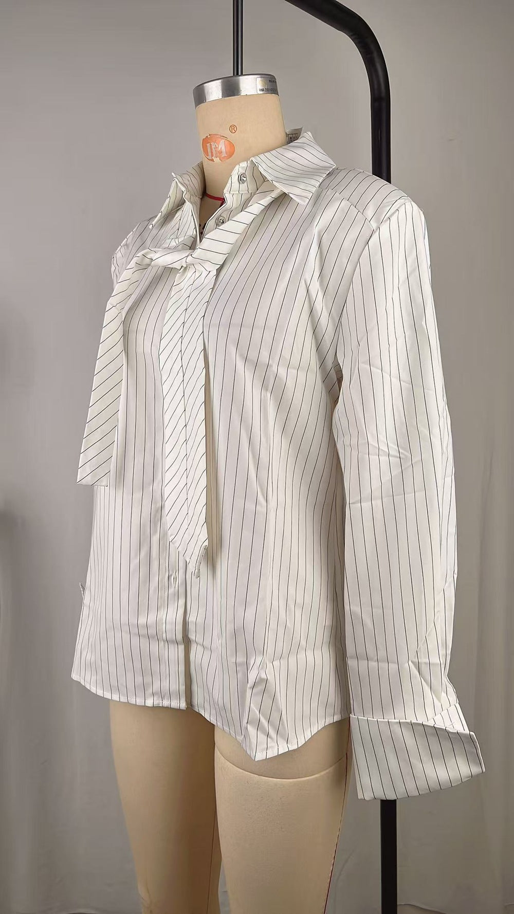 Women’s Pinstripe Button-Up Long Sleeve Top