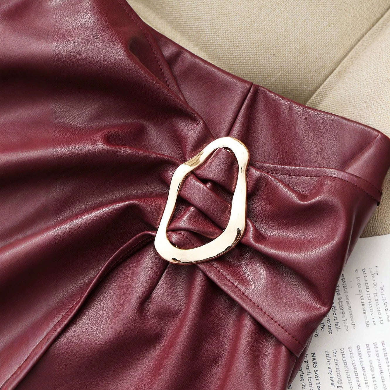 Women’s Burgundy Polyester Spandex High-Waist Shorts
