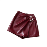 Women’s Burgundy Polyester Spandex High-Waist Shorts
