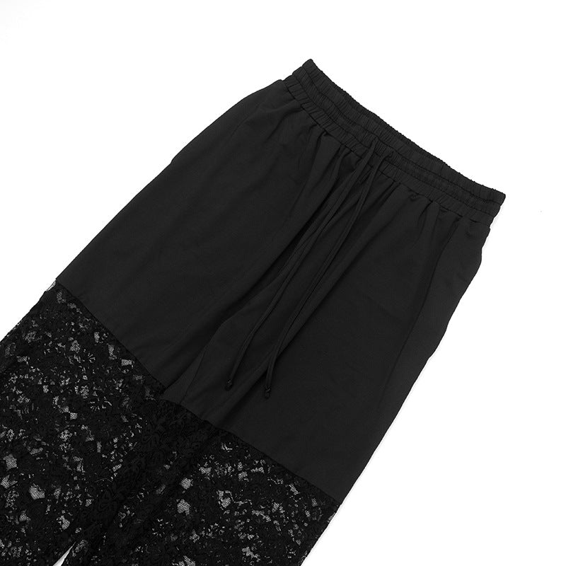Women’s Black Lace Trim Two-Piece Set