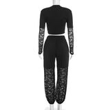 Women’s Black Lace Trim Two-Piece Set
