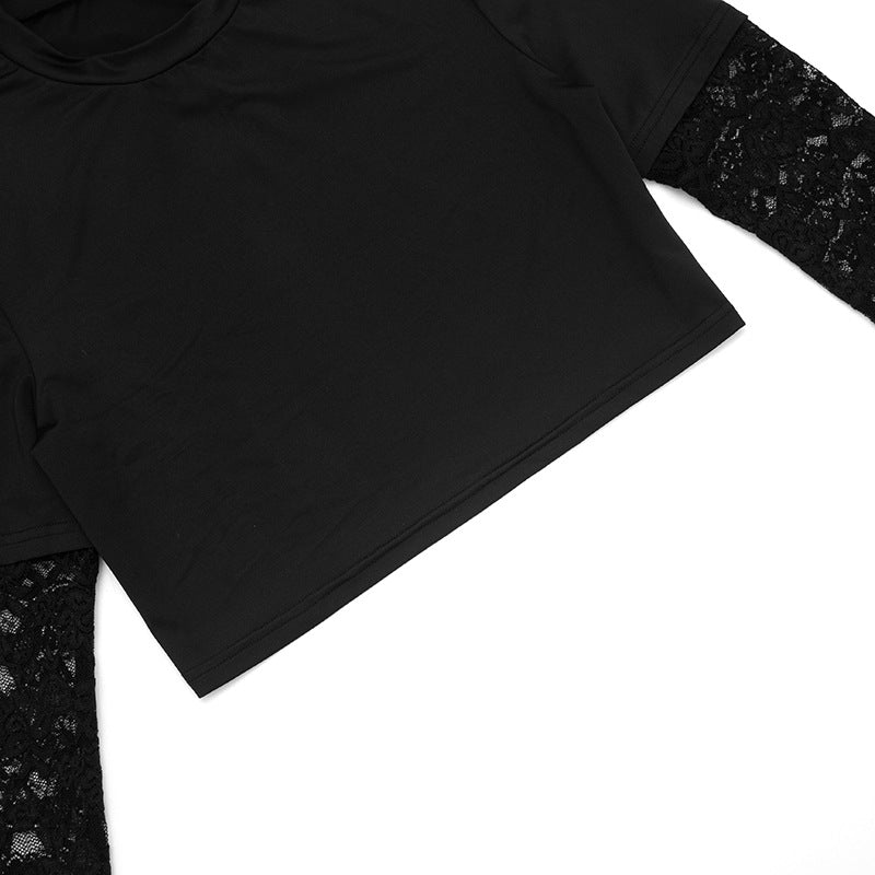 Women’s Black Lace Trim Two-Piece Set