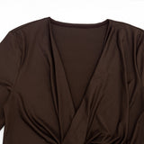 Women’s Brown Draped Top and Shorts Set