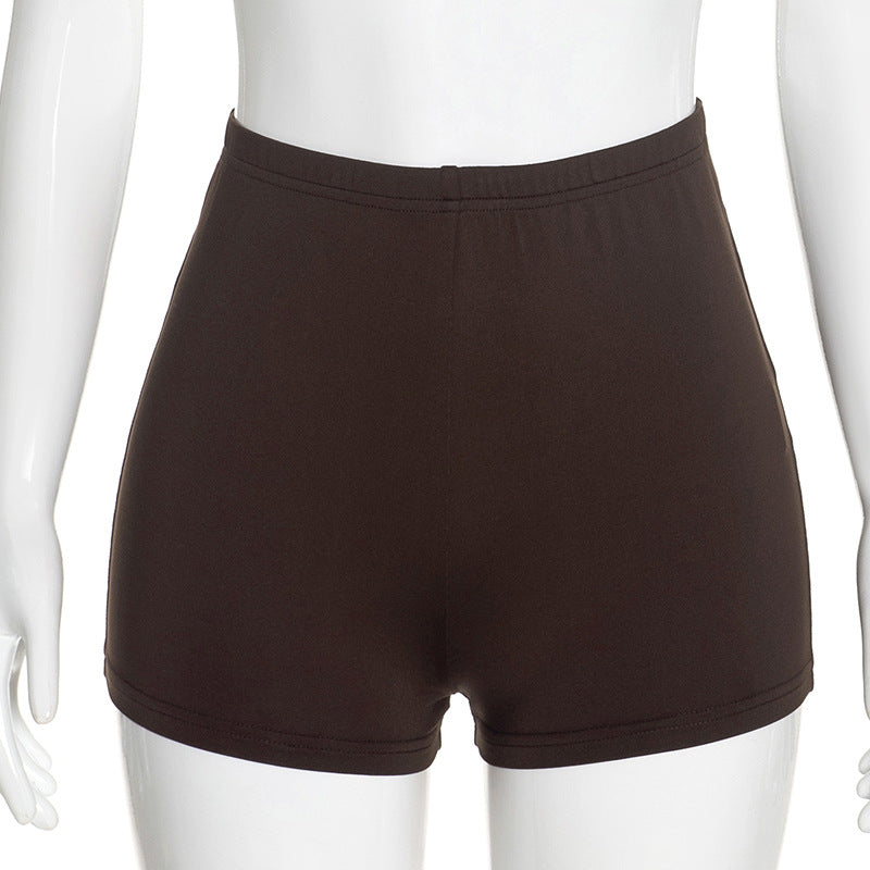 Women’s Brown Draped Top and Shorts Set