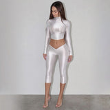 Women’s White   Crop Top and Capri Set