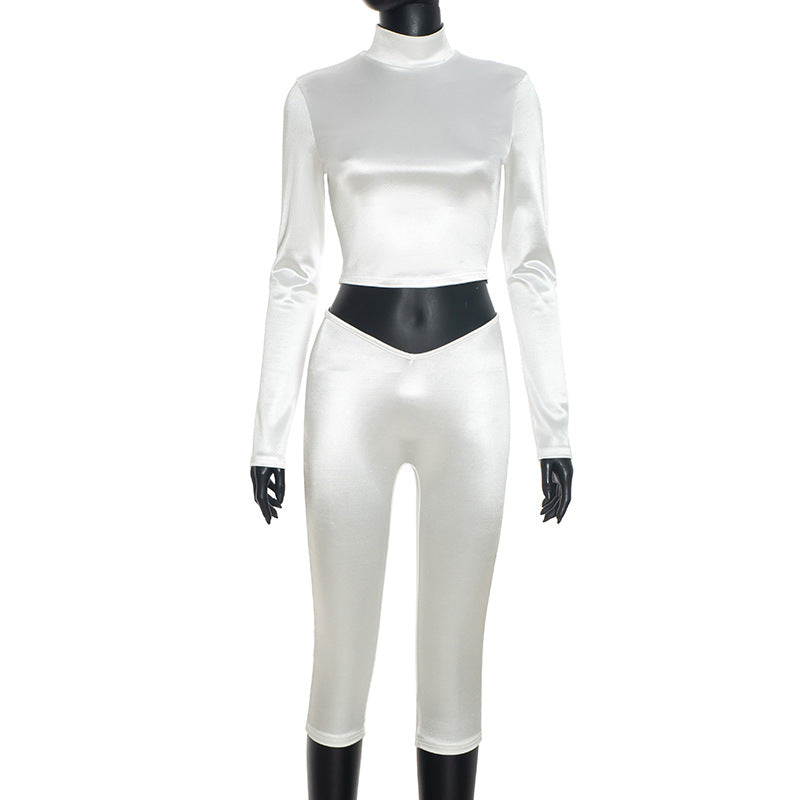 Women’s White   Crop Top and Capri Set