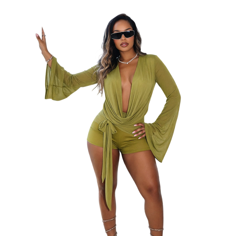 Women’s Green Long Sleeve Romper