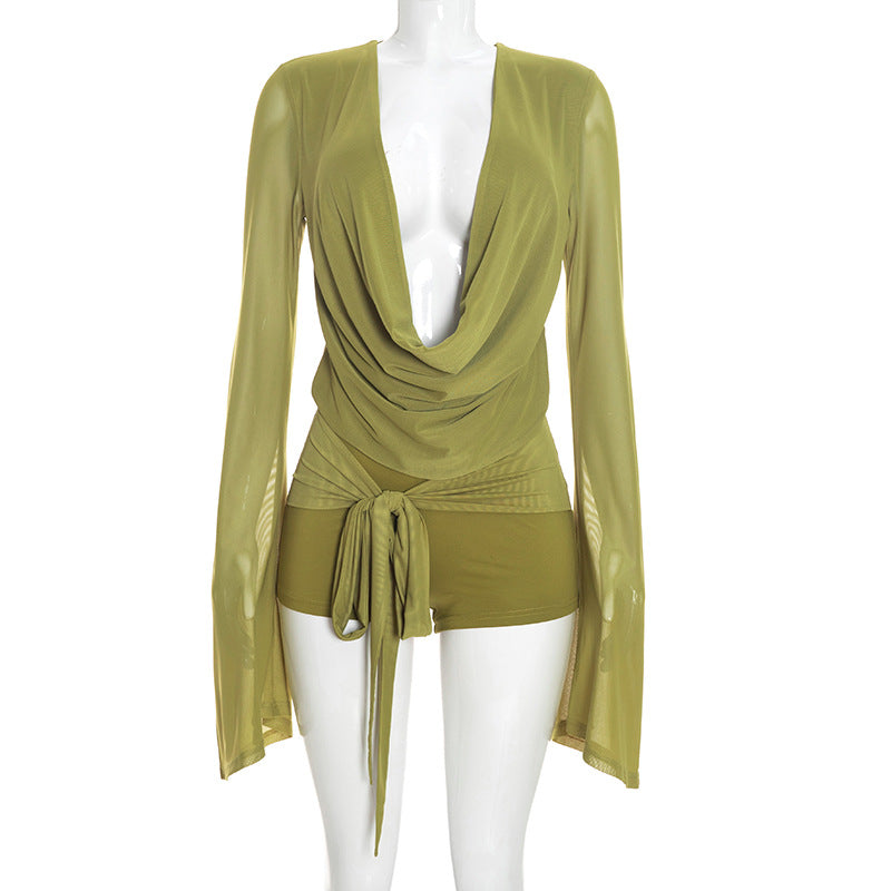 Women’s Green Long Sleeve Romper