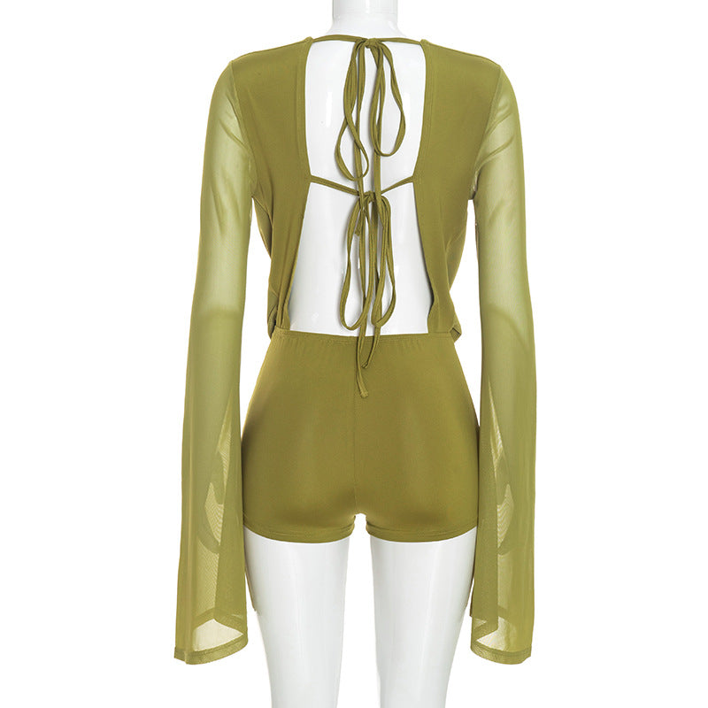 Women’s Green Long Sleeve Romper