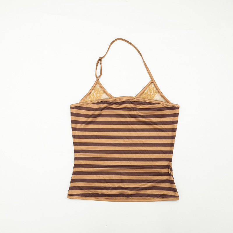 Women’s Brown Striped  Top and Pants Set