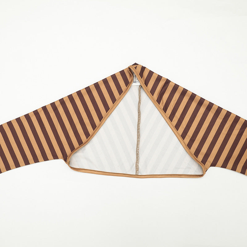 Women’s Brown Striped  Top and Pants Set